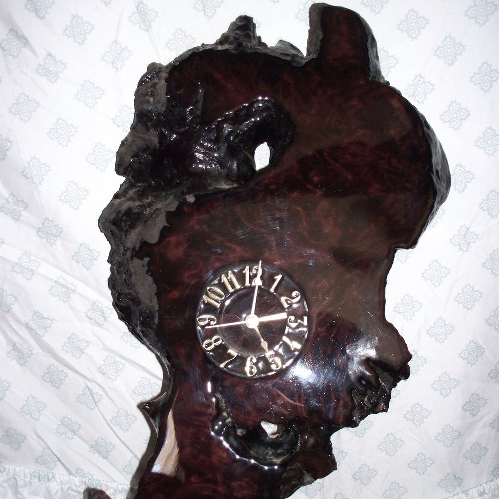 Beautiful one of a kind Burlwood handmade clock!
